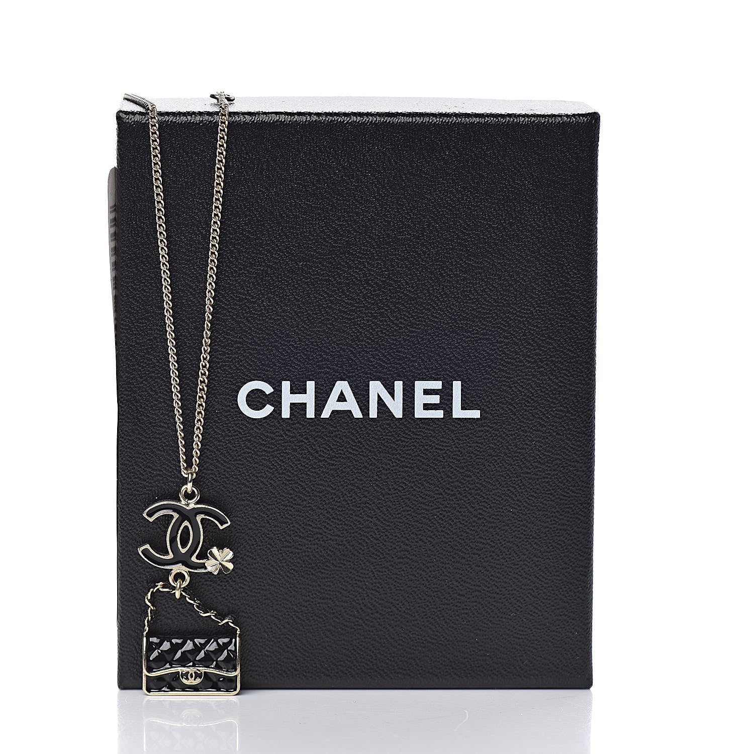 Chanel Enamel Charming Chic Classic Flap CC Charm Necklace Black 6 of 6