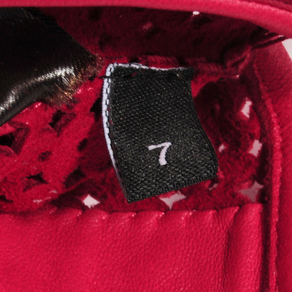 Chanel Lambskin Perforated Fingerless CC Gloves Red Size 7 8 of 9