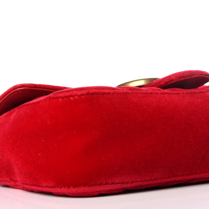 Gucci Velvet Matelasse Mini GG Marmont Shoulder Bag Hibiscus Red 8 of 10