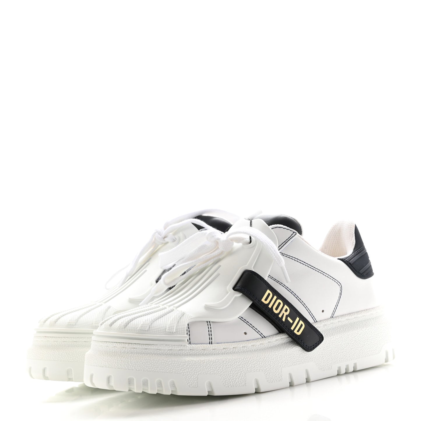 Calfskin Bi-Color Dior-ID Platform Sneakers 35.5 White Deep Blue