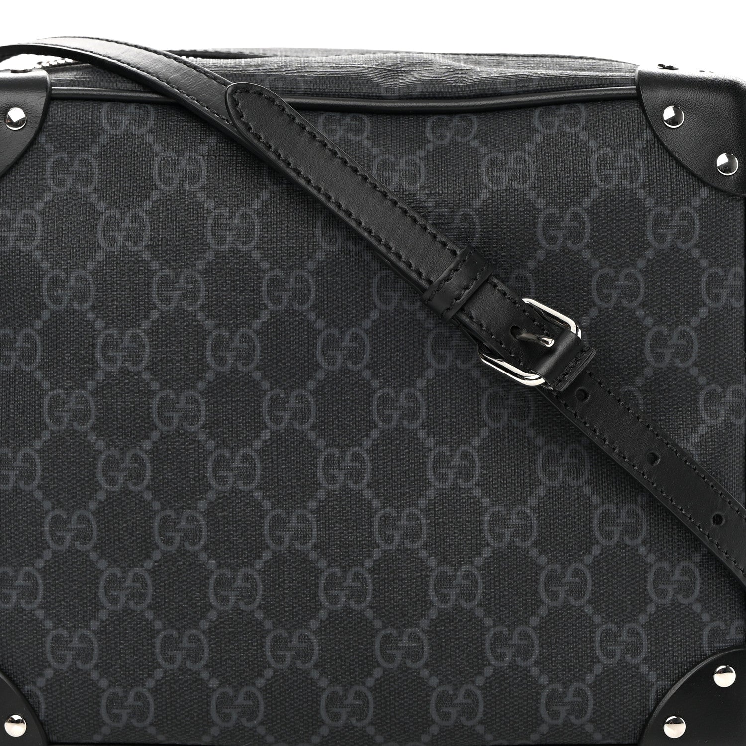 Gucci GG Supreme Monogram Selleria Calfskin Square Messenger Bag Black 7 of 11