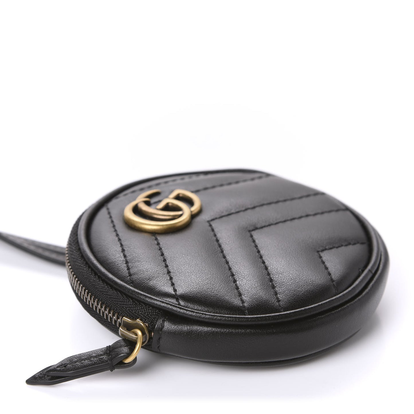Calfskin Matelasse GG Marmont Round Mini Bag Black
