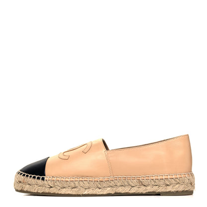 Chanel Lambskin CC Espadrilles 38 Beige Black 1 of 7