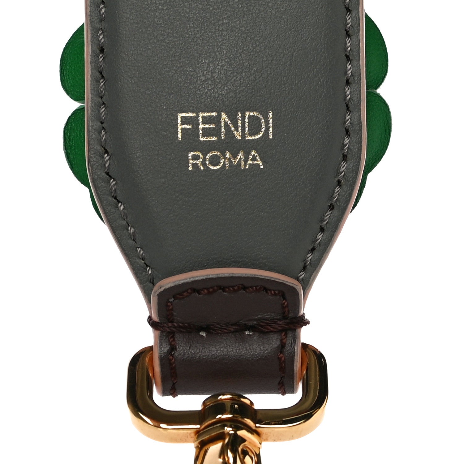 Fendi Vitello Dolce Flowerland Studded Strap You Moresco Malachite 4 of 10