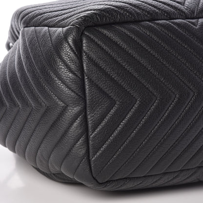 Chanel Deerskin Chevron Large CC Chain Bucket Drawstring Bag Black 8 of 10