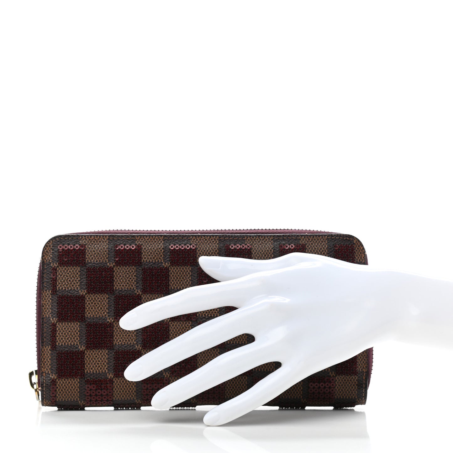 Damier Paillettes Zippy Wallet Red