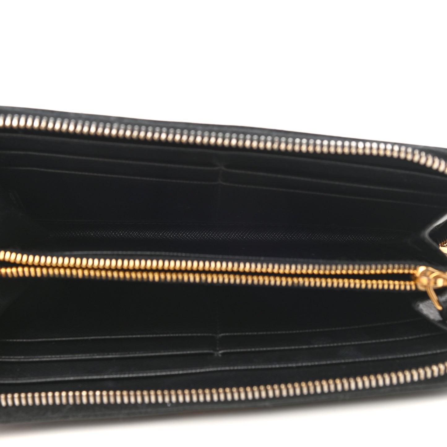 Saffiano Metal Zip Around Wallet Black