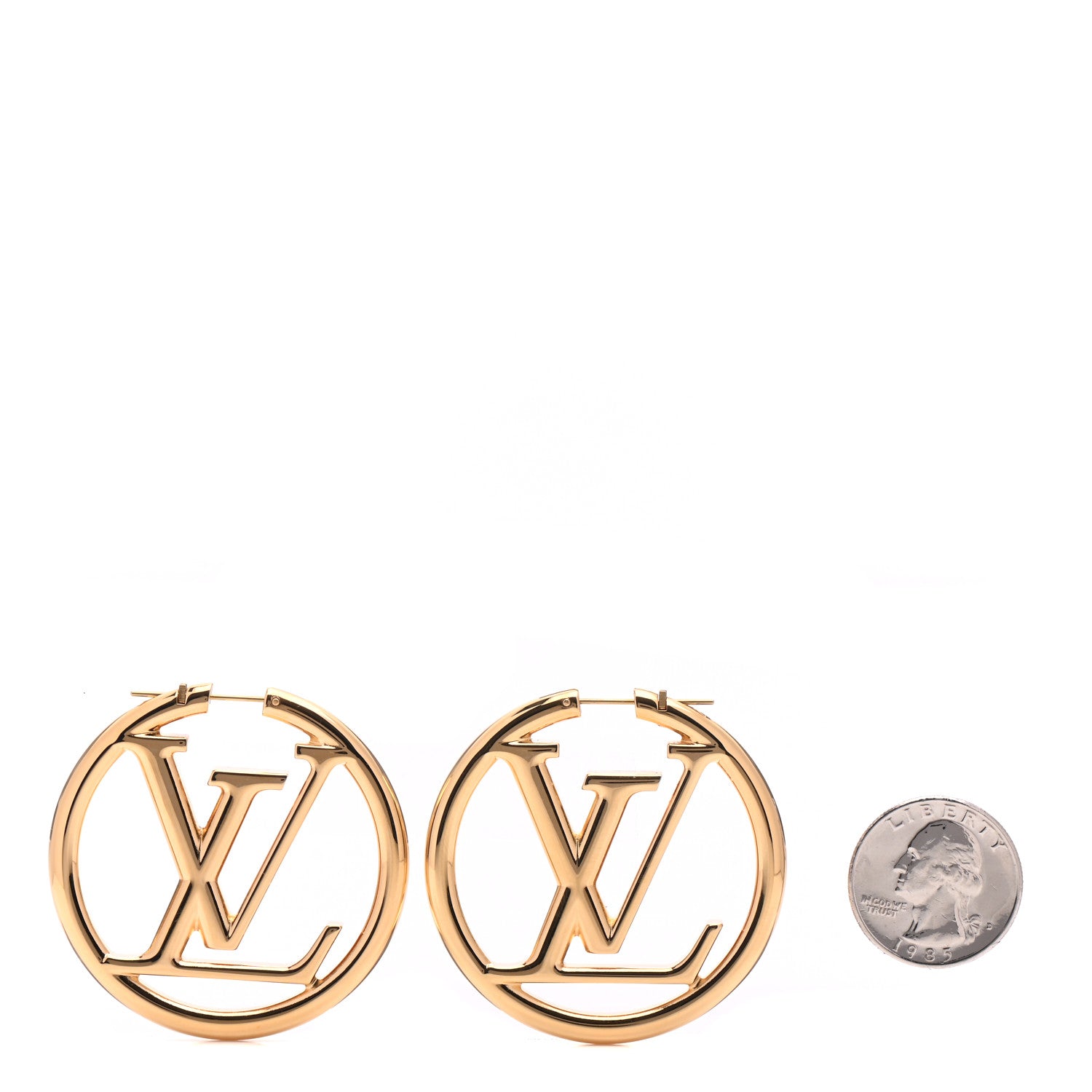 Louis Vuitton Metal Louise Hoop Earrings Gold 2 of 6