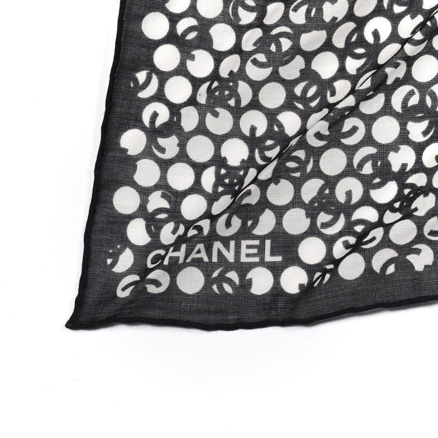 Silk CC Twilly Hair Tie Black White
