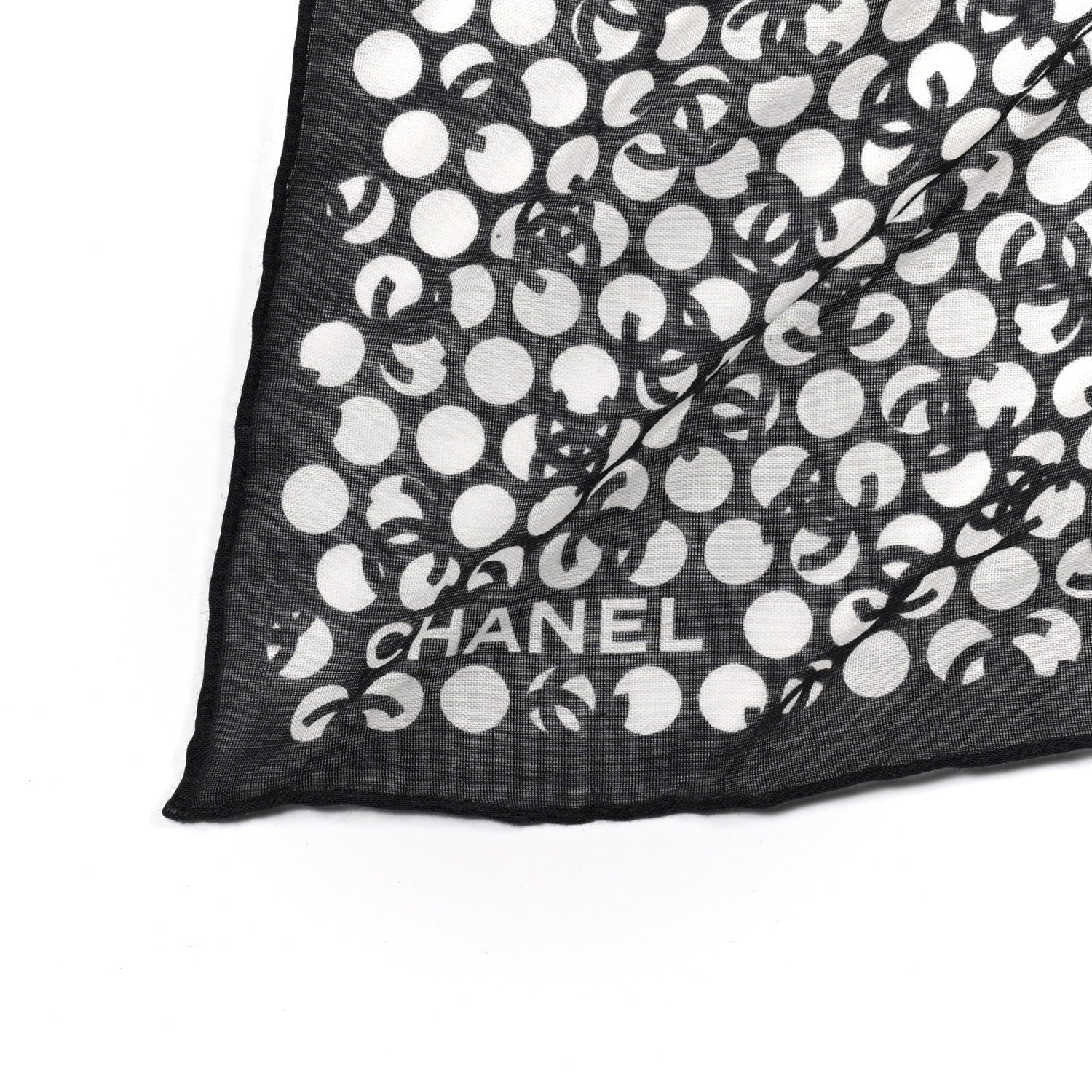 Chanel Silk CC Twilly Hair Tie Black White 5 of 6