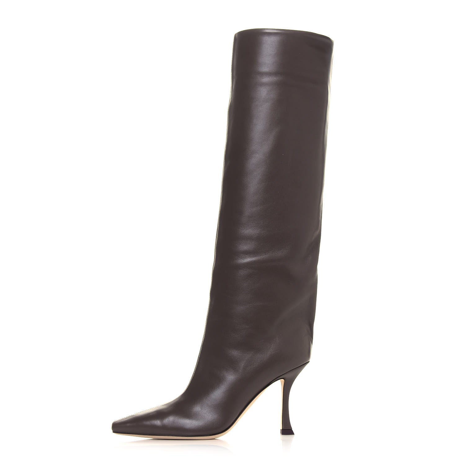 Jimmy Choo Calfskin Nappa Chad 90 Knee High Boots 35.5 Brown 1 of 7