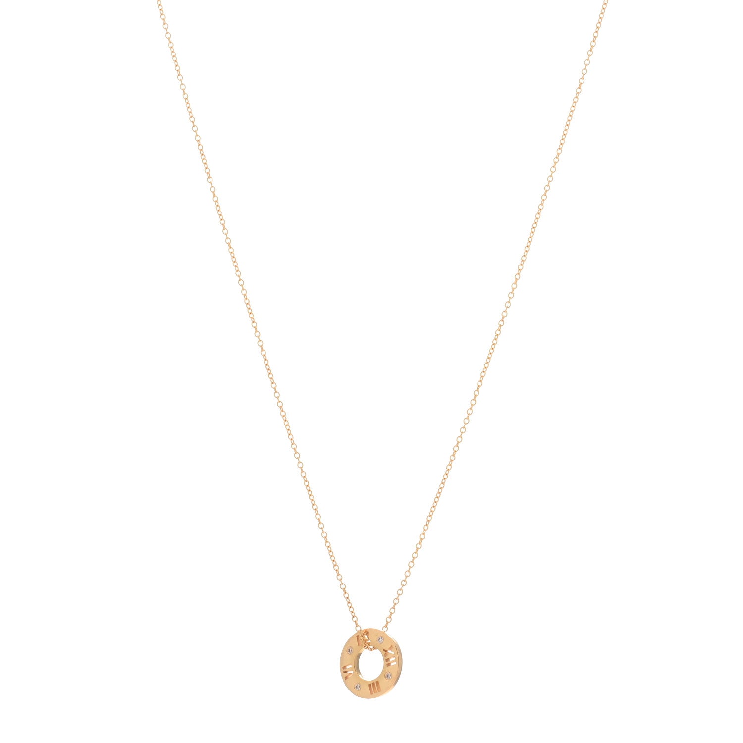 Tiffany 18K Yellow Gold Diamond Atlas Pierced Pendant Necklace 1 of 4