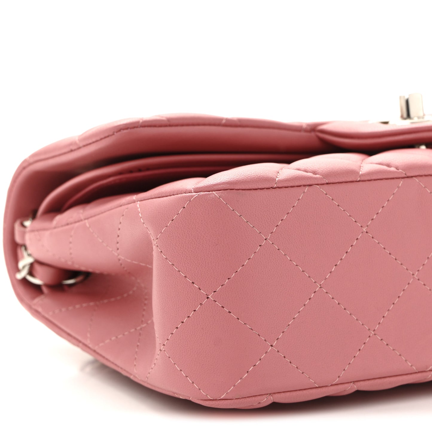 Lambskin Quilted Small Double Flap Pink