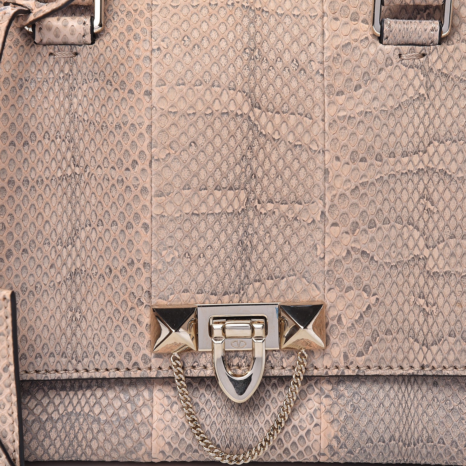 Valentino Garavani Snakeskin Small Demilune Double Handle Satchel Beige 11 of 11