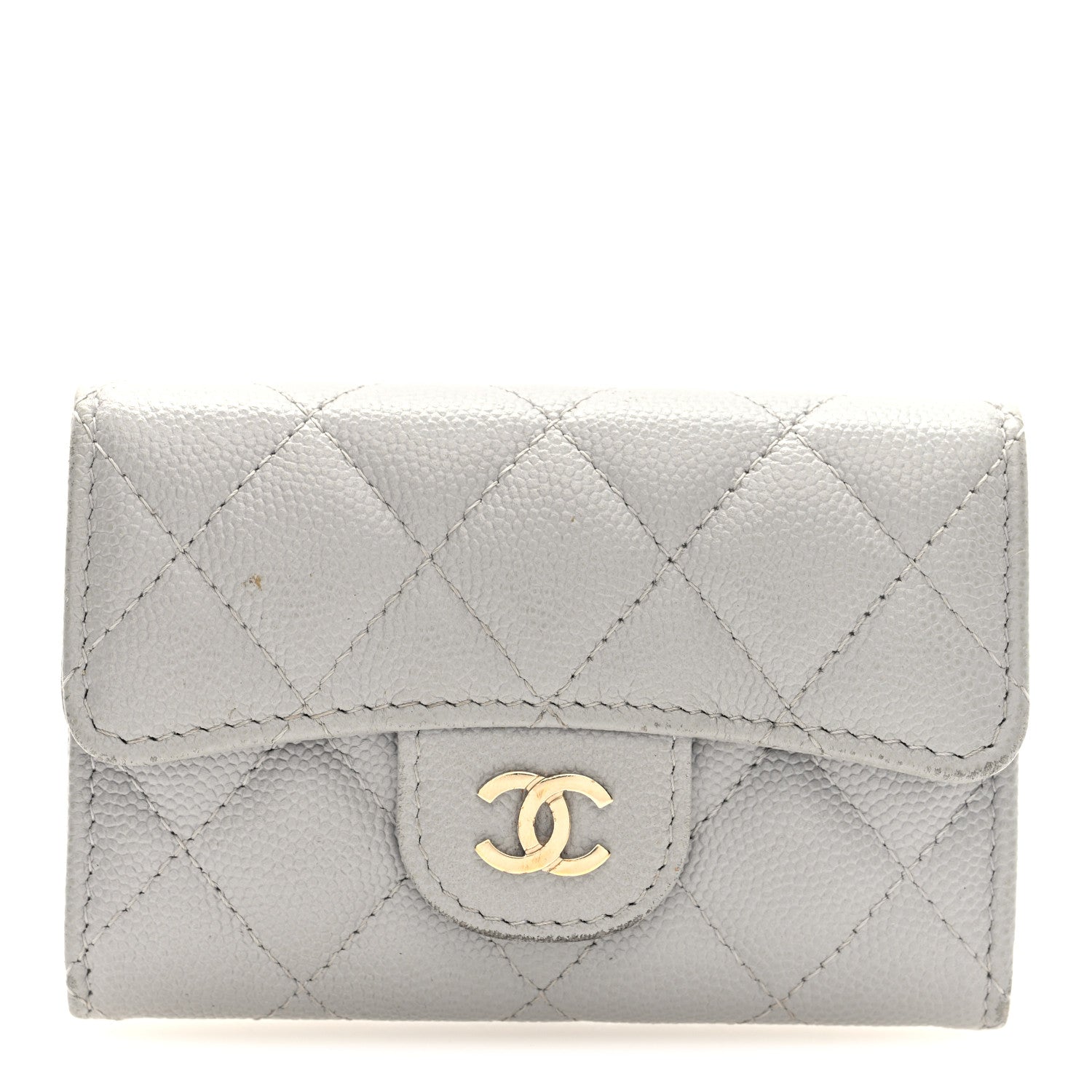Chanel Caviar Quilted Flap Card Holder Wallet Grey 1 of 8