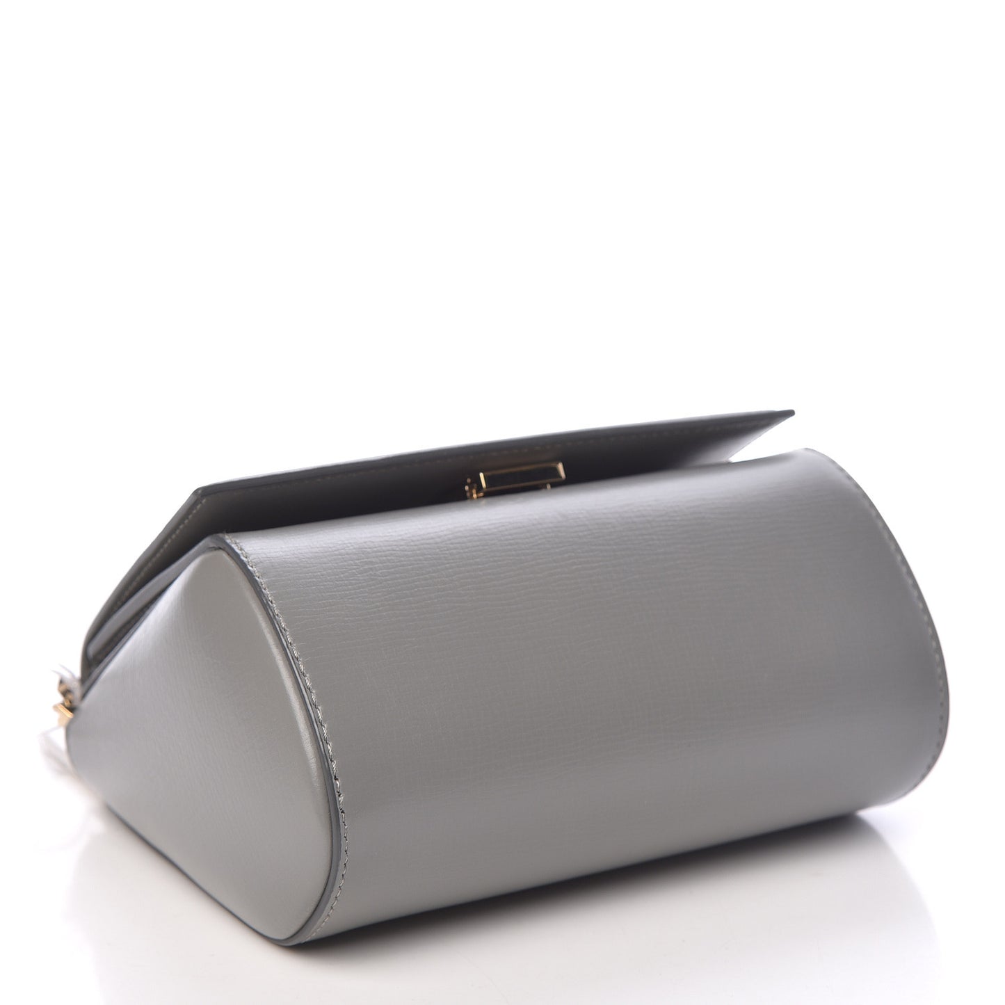 Textured Calfskin Mini Pandora Box Chain Crossbody Bag Grey