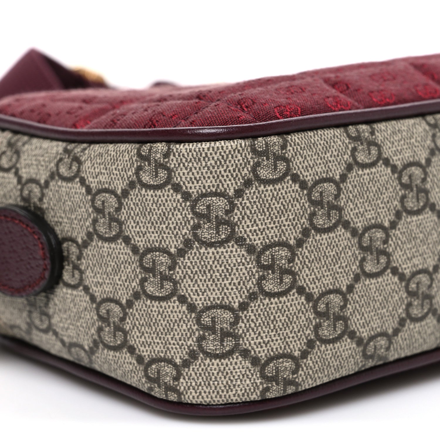 Gucci Monogram GG Mignon Textured Dollar Calfskin GG Supreme Monogram Quilted Small Crossbody Bag  Burgundy Beige Ebony 9 of 10