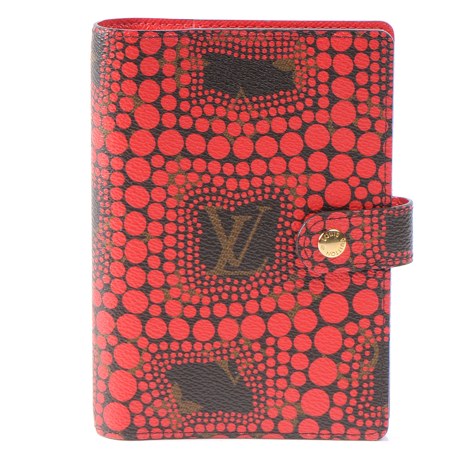 Louis Vuitton Monogram Kusama Town Small Ring Agenda Cover Red 1 of 8