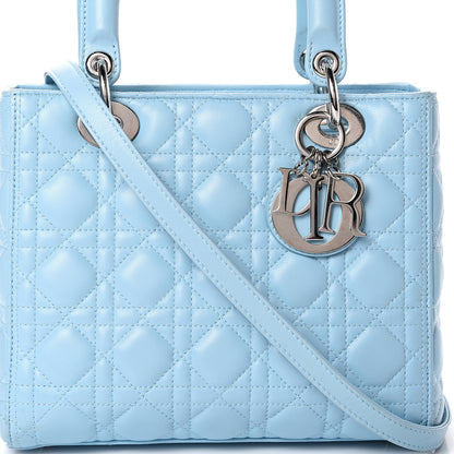 Christian Dior Lambskin Cannage Medium Lady Dior Light Blue 7 of 14