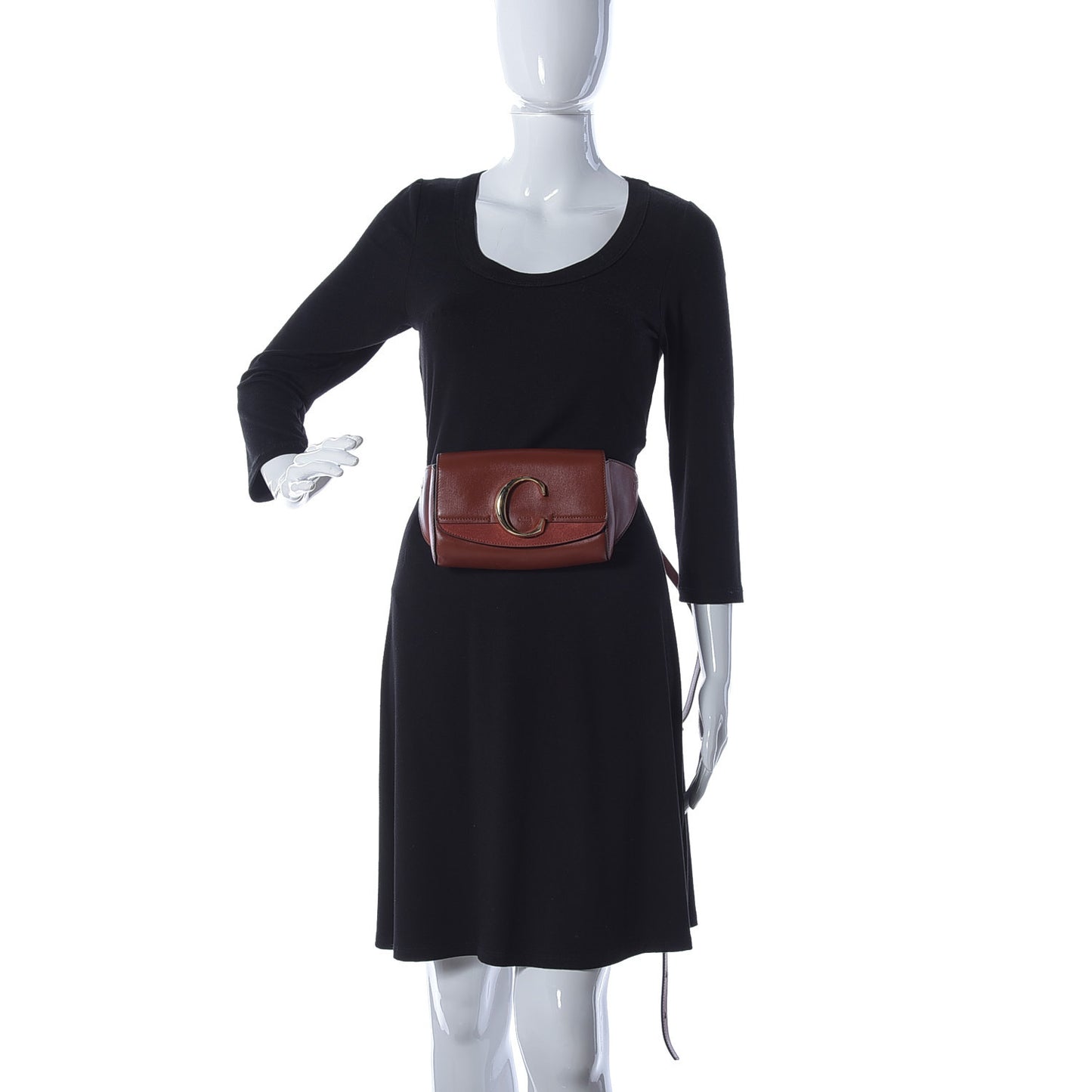 Calfskin Suede C Belt Bag Sepia Brown