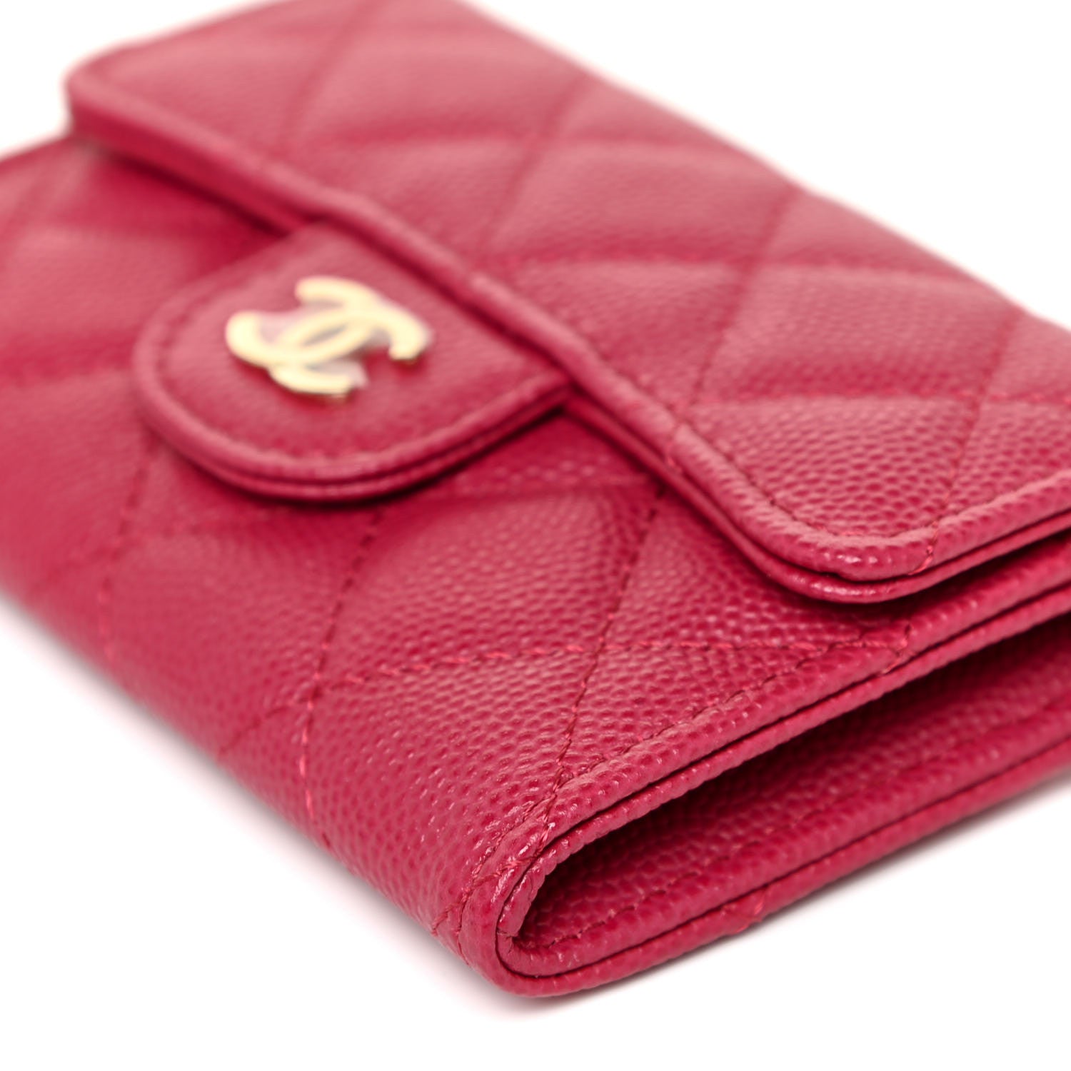 Chanel Caviar Quilted Flap Card Holder Wallet Dark Pink 11 of 11