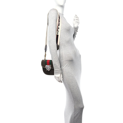 Gucci Textured Calfskin Web Crystal Heart Stripe Small Totem Shoulder Bag New Acero 2 of 10