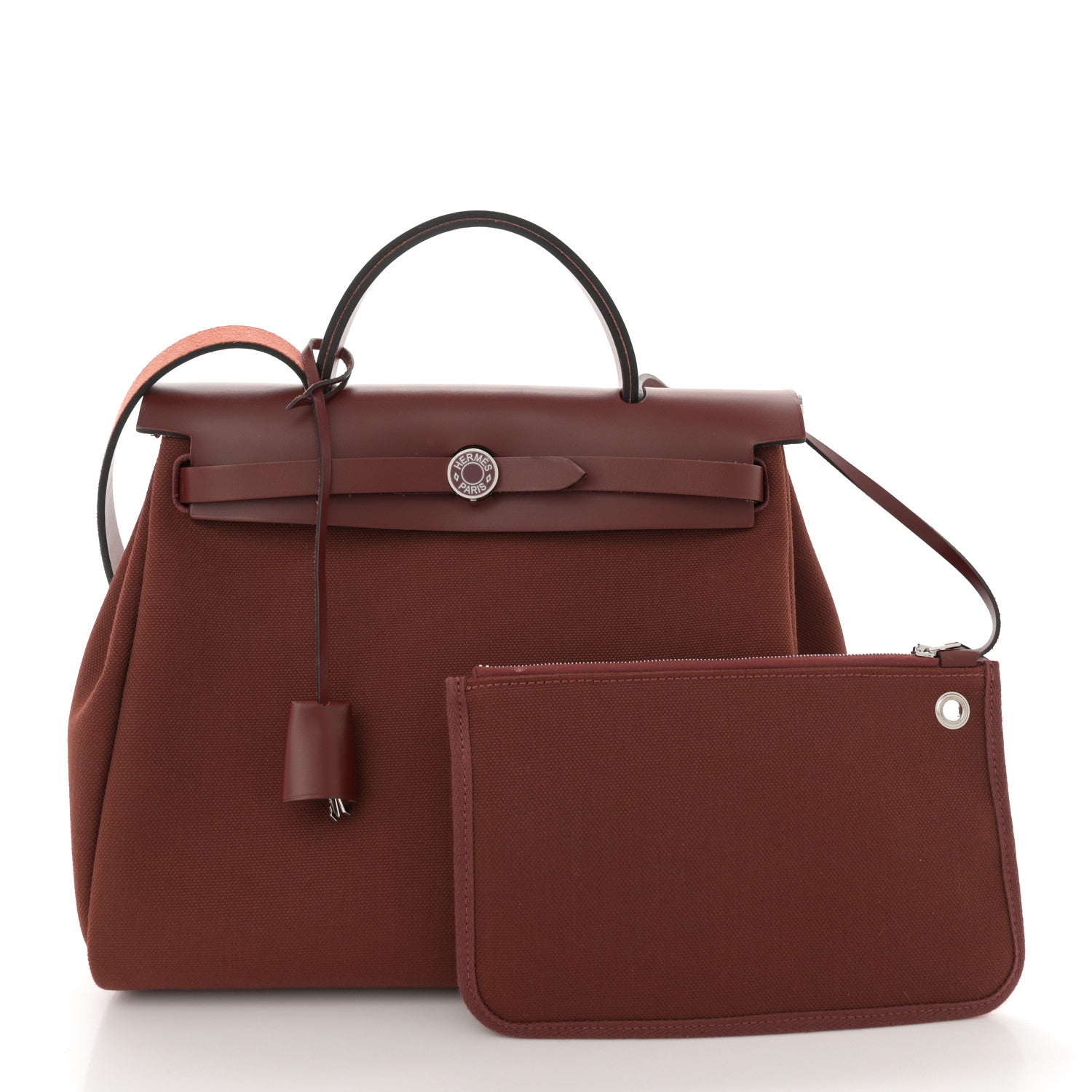 Hermes Toile Militaire Vache Hunter Laque Herbag Zip Retourne 31 PM Rouge H 3 of 13