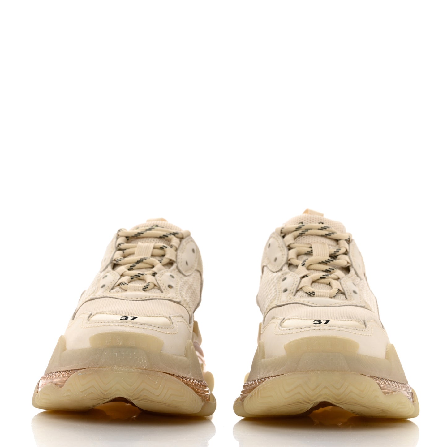 Fabric Mesh Clear Sole Womens Triple S Sneakers 37 Beige
