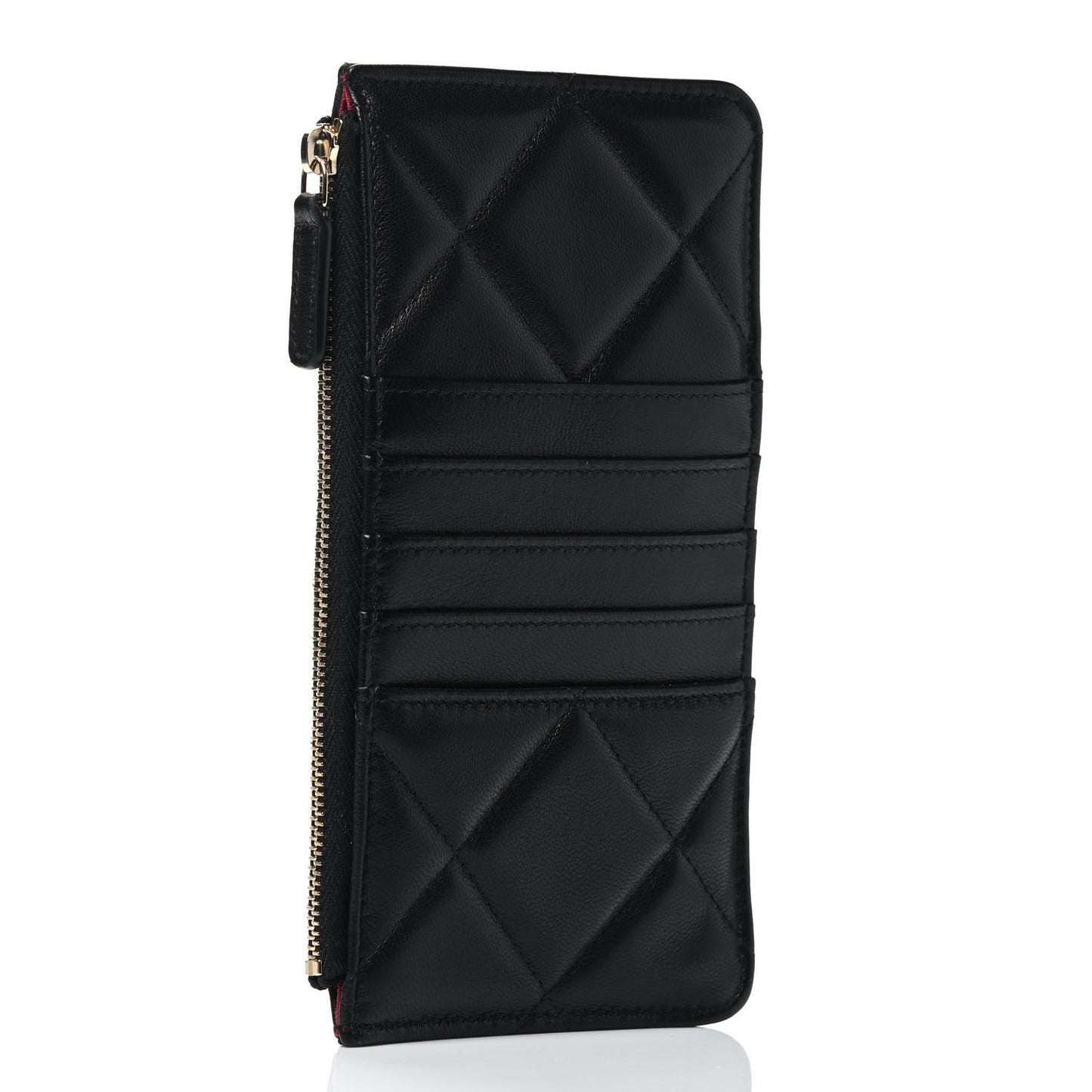 Goatskin Quilted Chanel 19 Phone and Card Holder Black