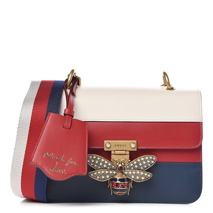 Gucci Calfskin Sylvie Web Queen Margaret Shoulder Bag Blue Agata Hibiscus Red Mystic White 1 of 10