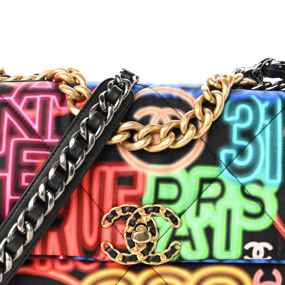 Chanel Fabric Printed Medium Chanel 19 Flap Black Multicolor 8 of 10