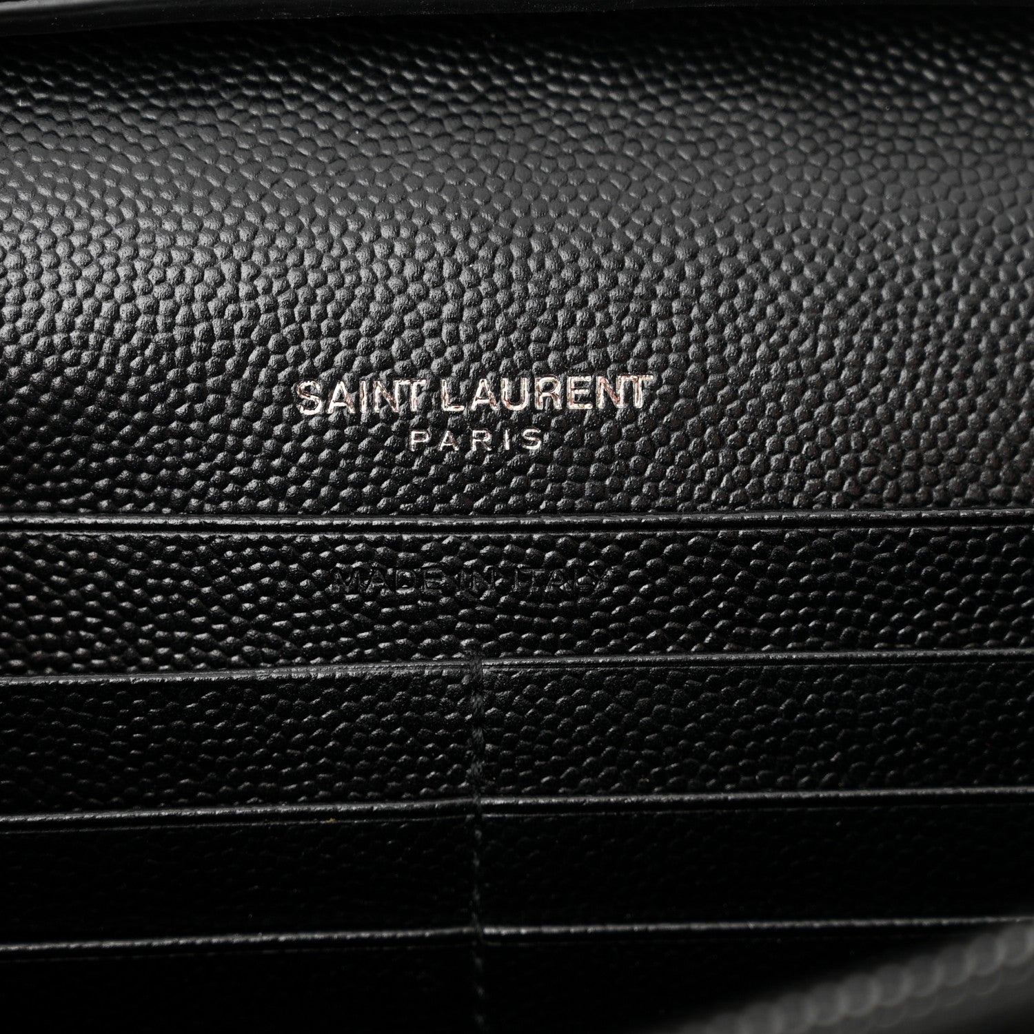 Saint Laurent Grain De Poudre Matelasse Chevron Monogram Monochrome Chain Wallet Black 6 of 12