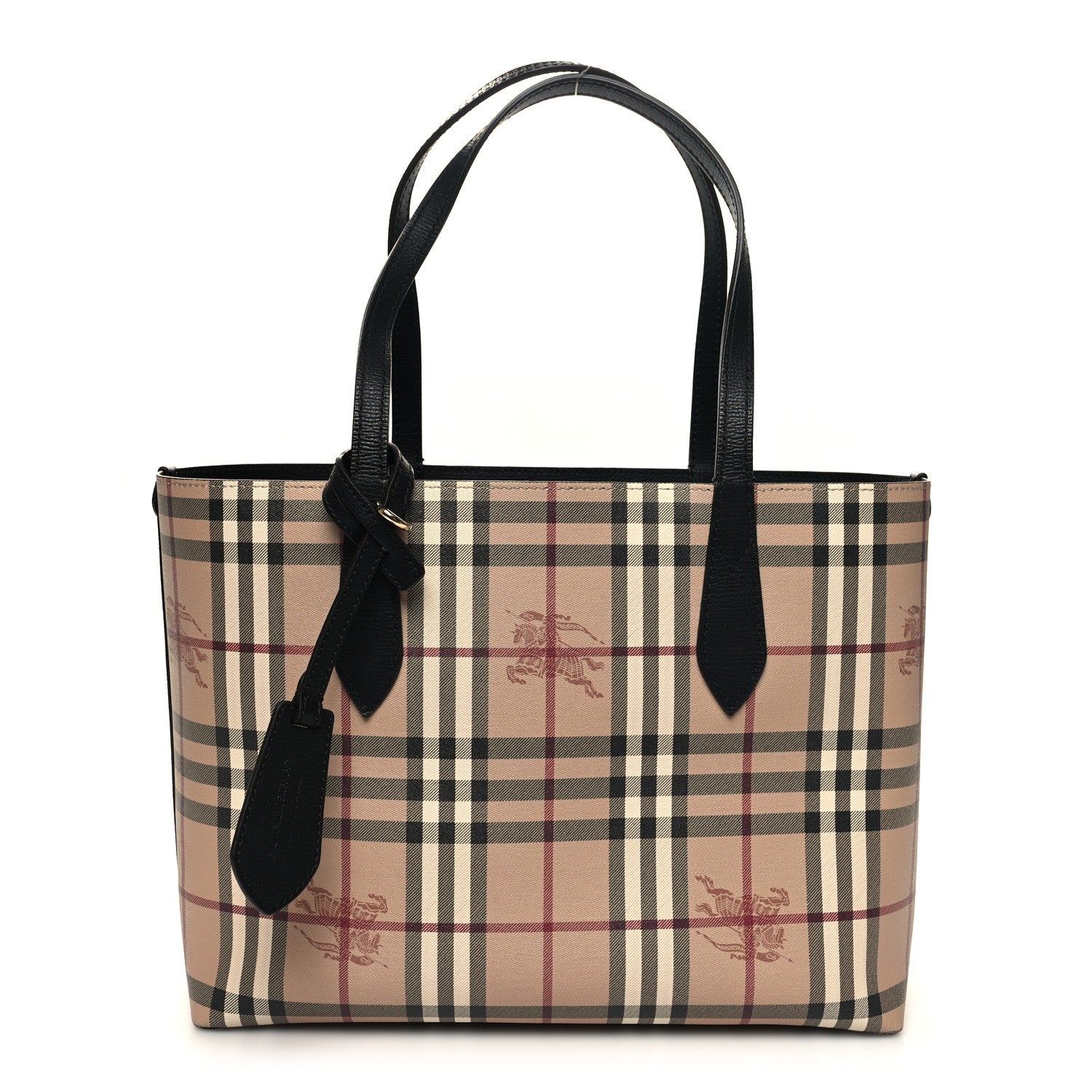 Burberry Grainy Calfskin Haymarket Check Small Reversible Tote Black 1 of 16