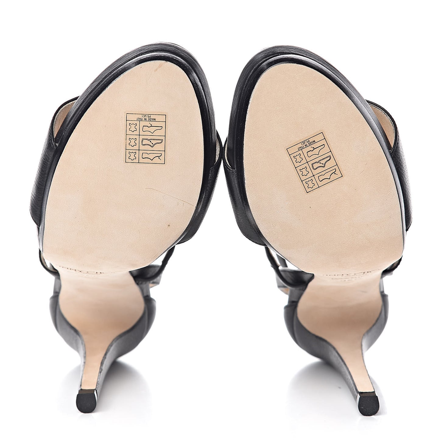 Grainy Calfskin Discus Sandals 38.5 Black