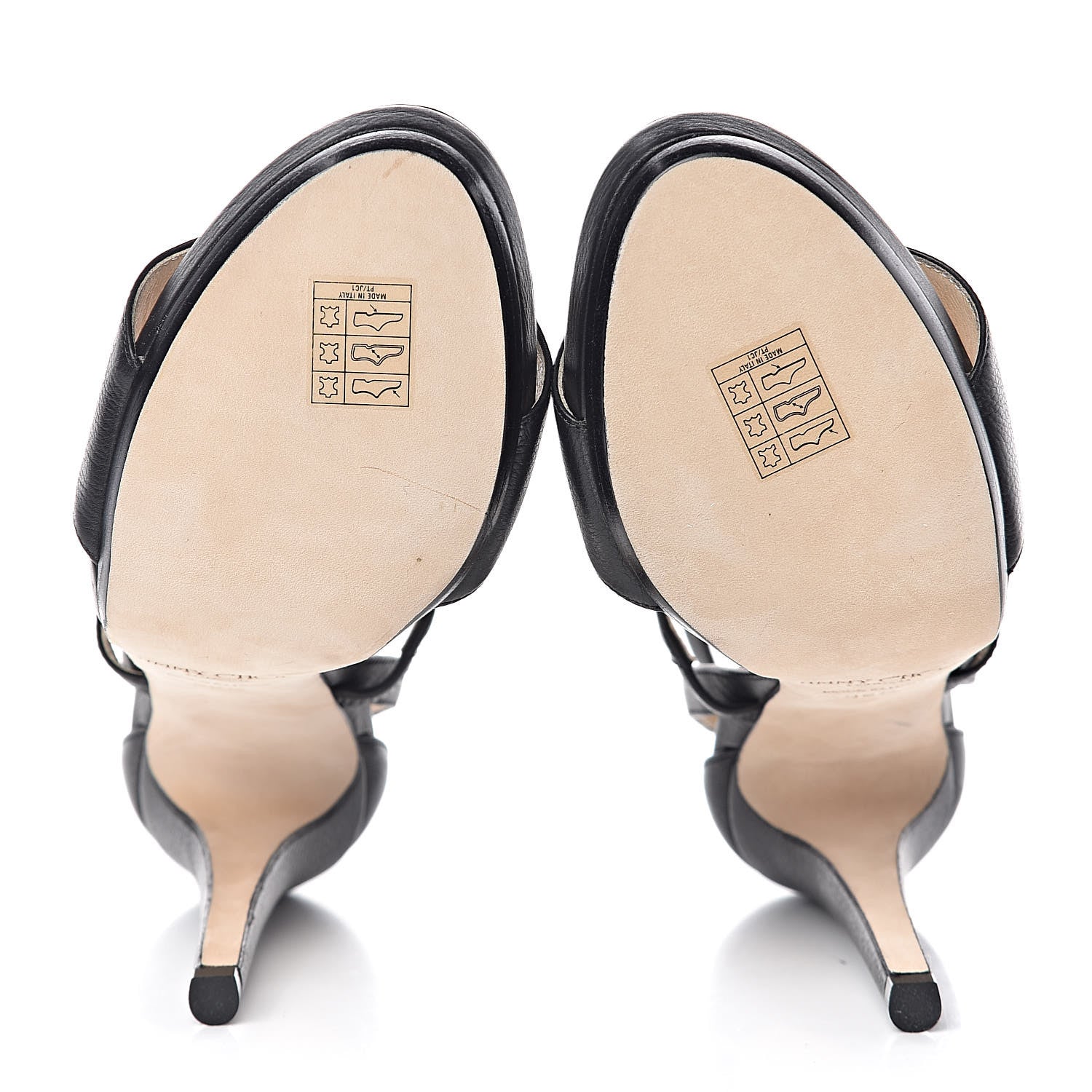 Jimmy Choo Grainy Calfskin Discus Sandals 38.5 Black 7 of 9