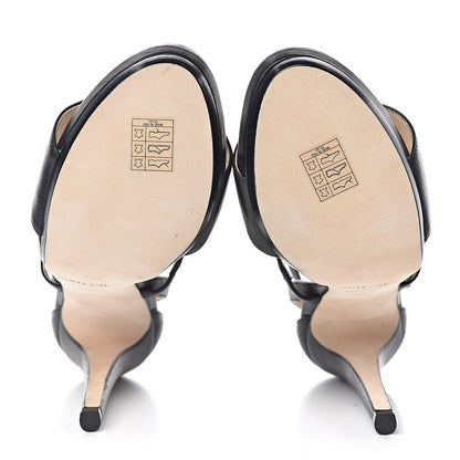 Jimmy Choo Grainy Calfskin Discus Sandals 38.5 Black 7 of 9