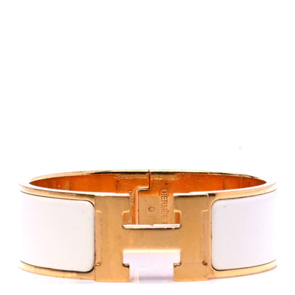 Hermes Enamel Wide Clic Clac H Bracelet GM White 1 of 5