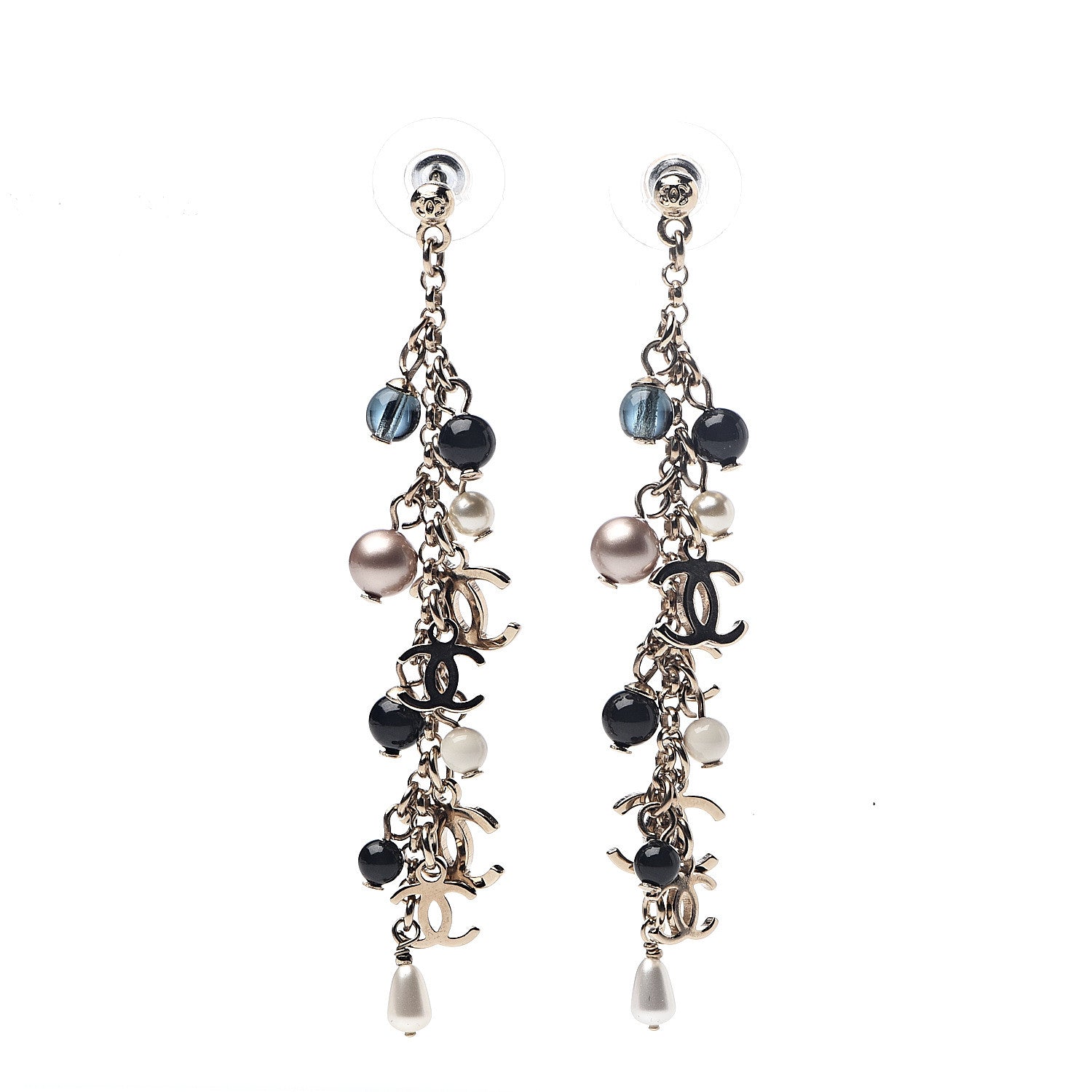 Chanel Pearl CC Chain Drop Earrings Gold 1 of 4