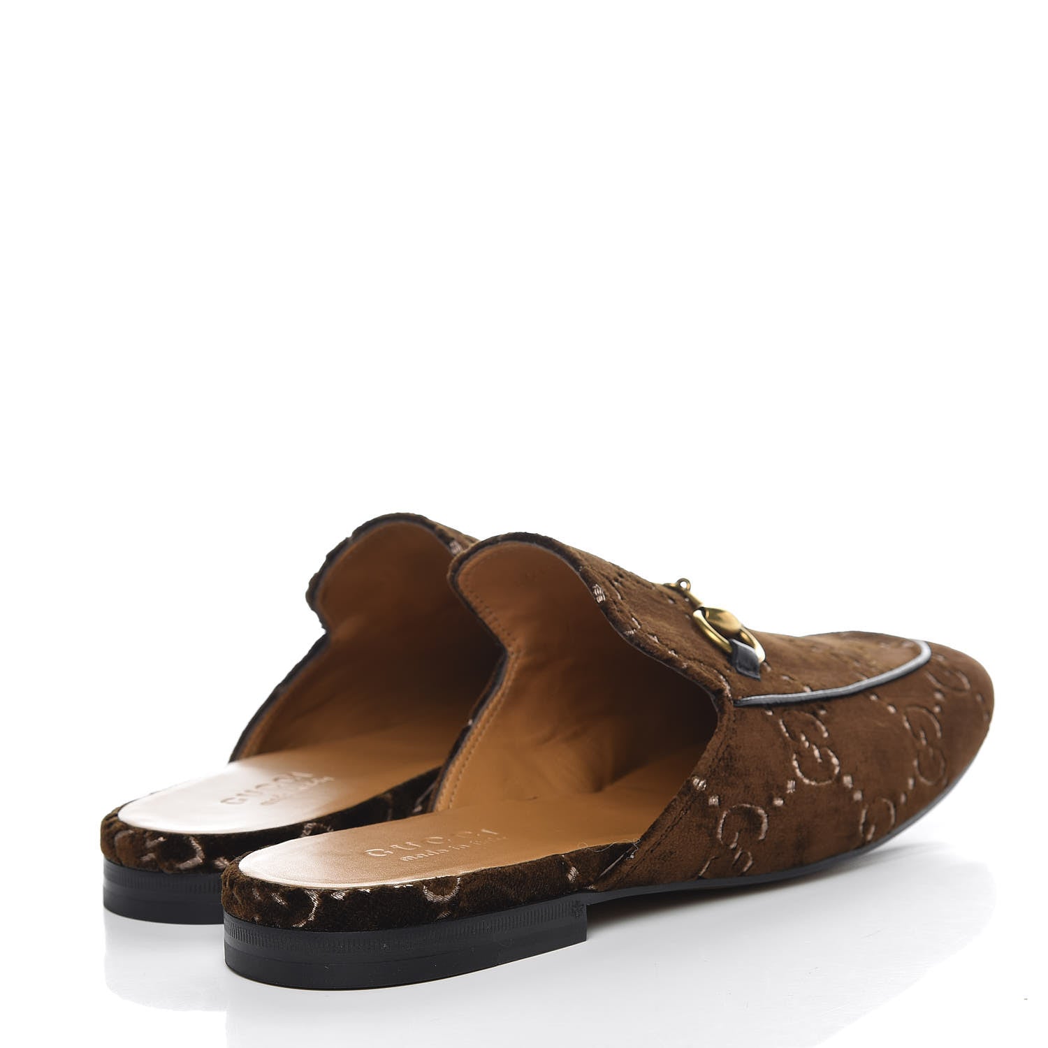 Gucci Velvet GG Monogram Mens Princetown Slippers 8 Brown 4 of 9