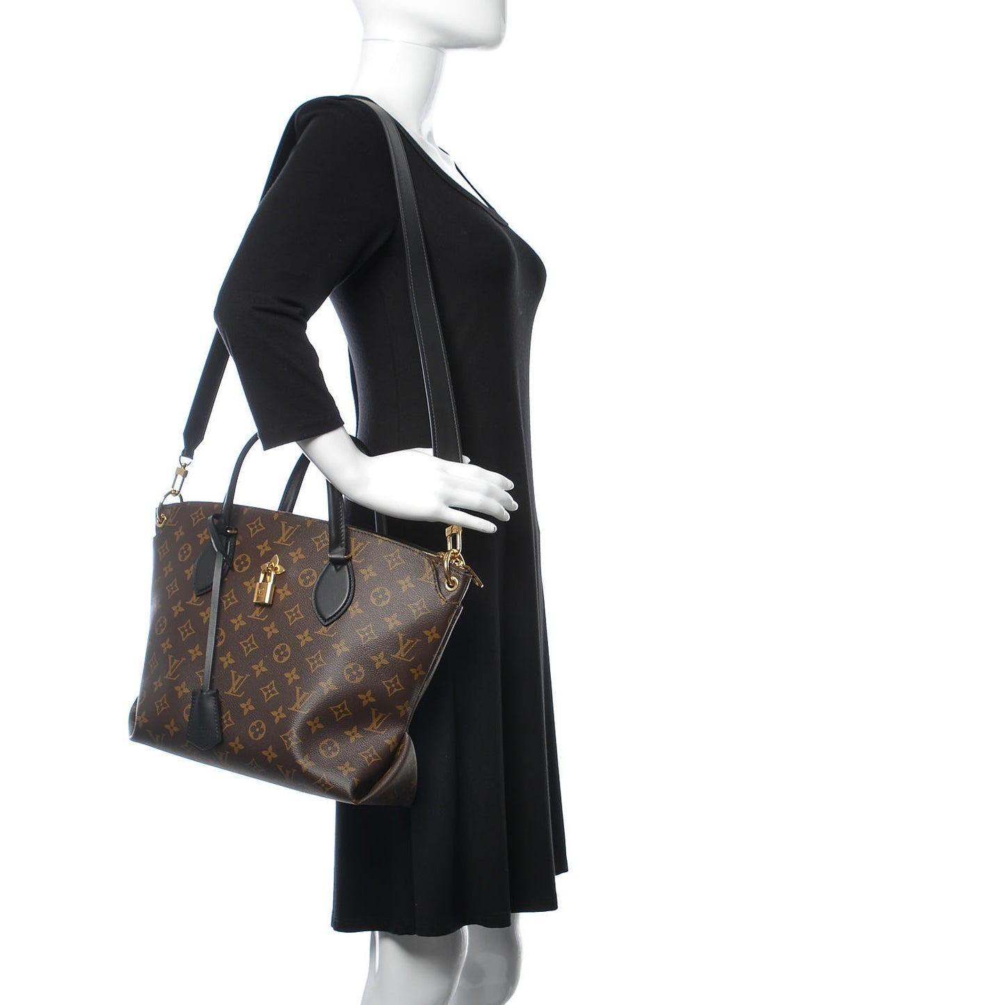 Monogram Flower Zipped Tote MM Black