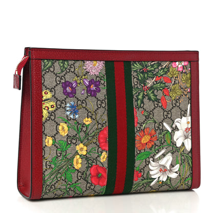 Gucci GG Supreme Monogram Flora Web Ophidia Pouch Red 3 of 10