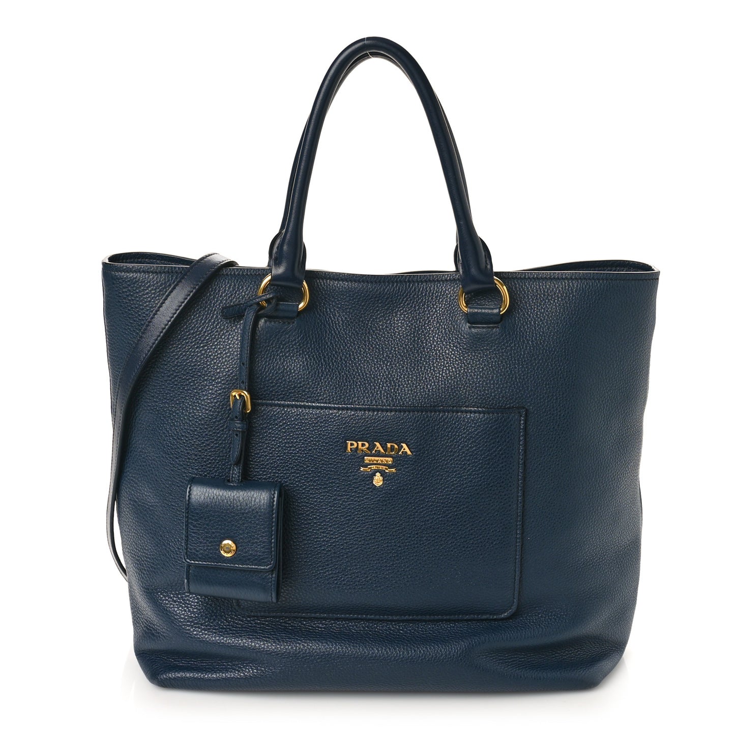 Vitello Daino Pocket Shopping Tote Blue