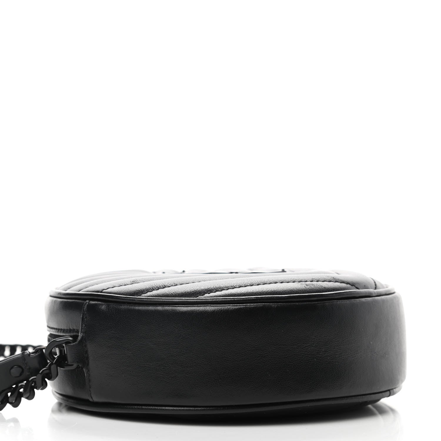 Saint Laurent Calfskin Matelasse Chevron Round Vinyle Camera Bag Black 4 of 10