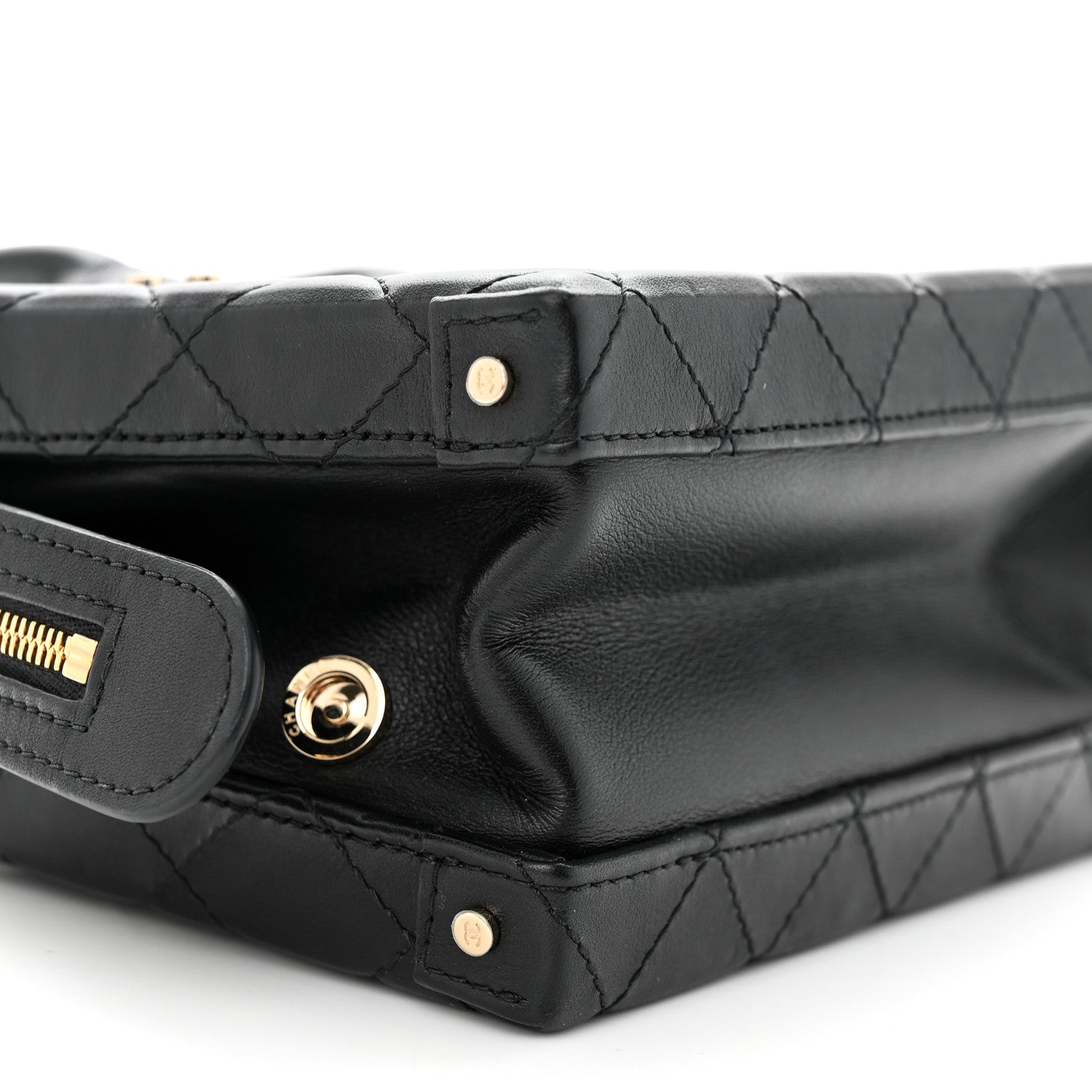 Chanel Calfskin Quilted Small Studded Square Vanity Case Black 9 of 10