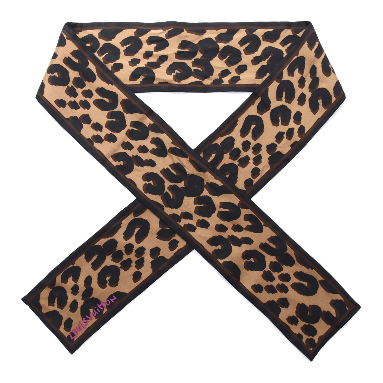 Louis Vuitton Silk Leopard Bandeau Scarf Marron 1 of 4