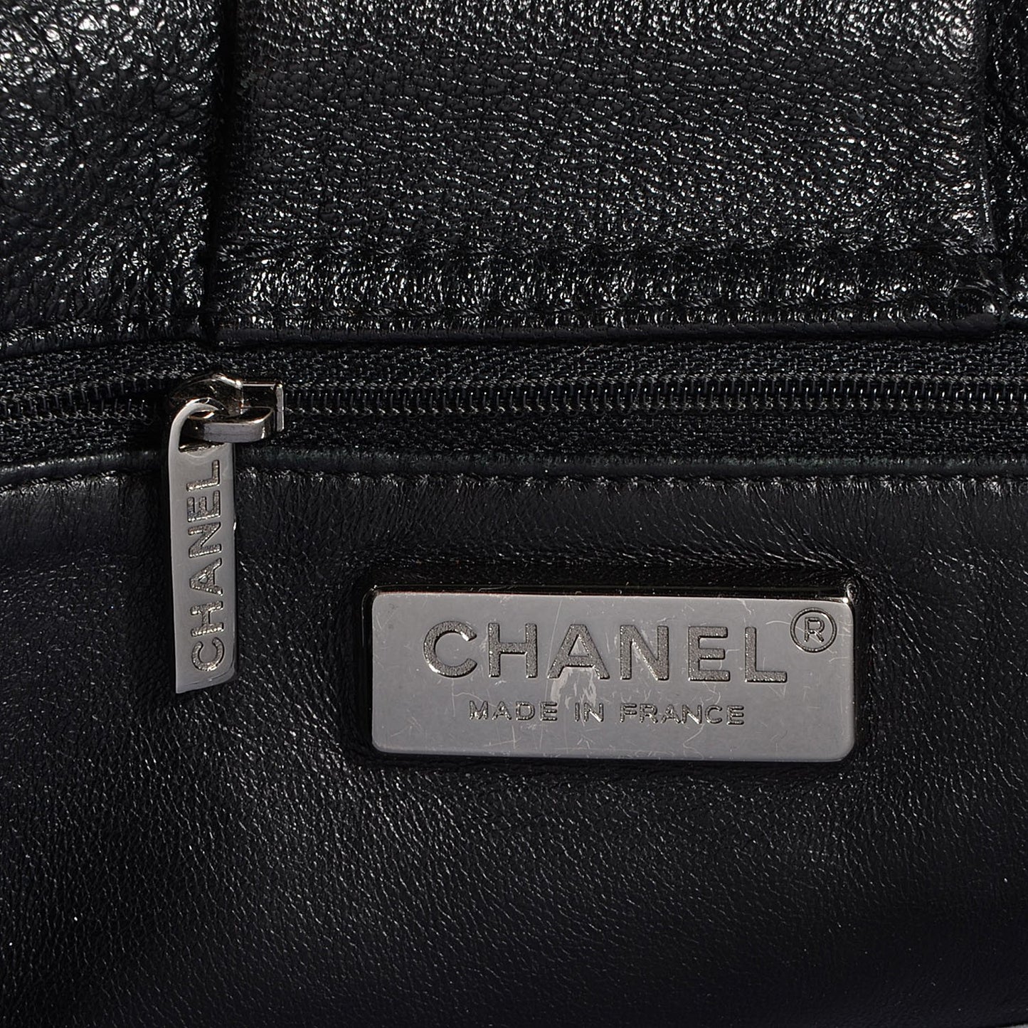 Metallic Goatskin Luxe Ligne Flap Bag Black