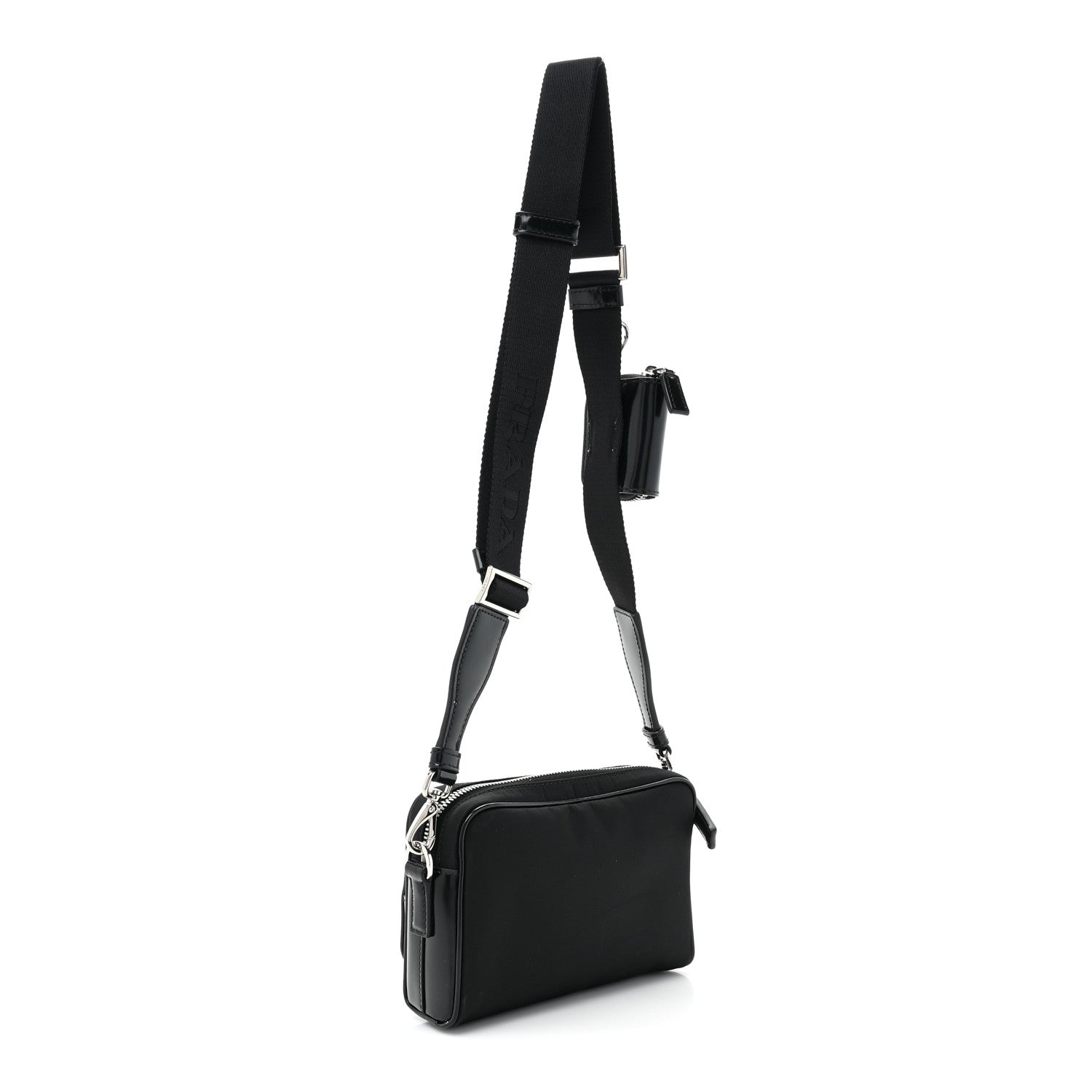 Prada Re-Nylon Tessuto Brushed Calfskin Crossbody Black 3 of 9