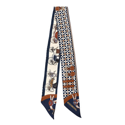 Hermes Silk Les Voitures Nouvelle Twilly Marine Caramel Black 2 of 5