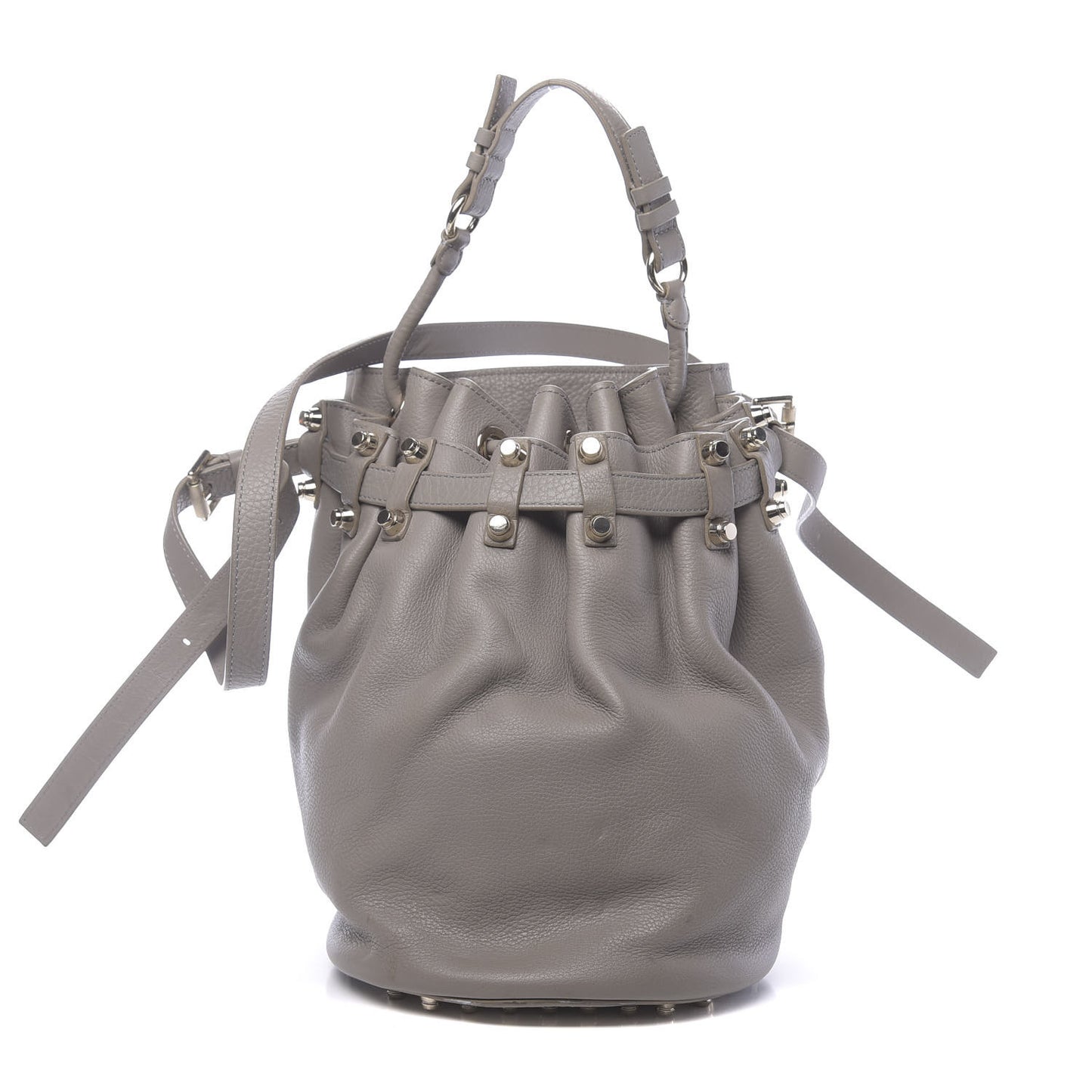 Pebbled Lambskin Diego Bucket Bag Oyster Pale Gold Hardware