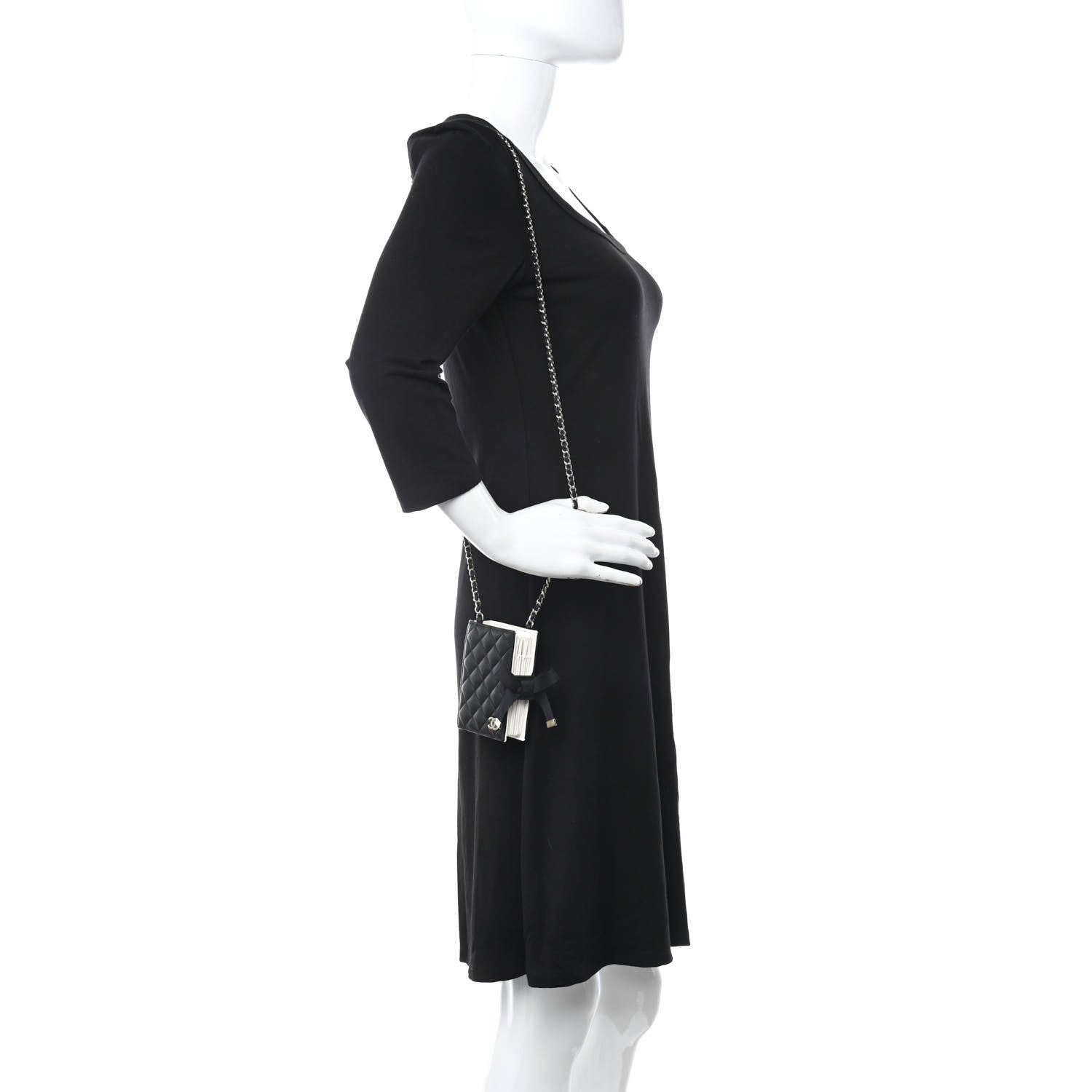 Chanel Lambskin Quilted Book Card Holder on Chain Black 2 of 10